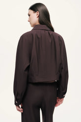 Buckle Detail Cropped Zip Jacket